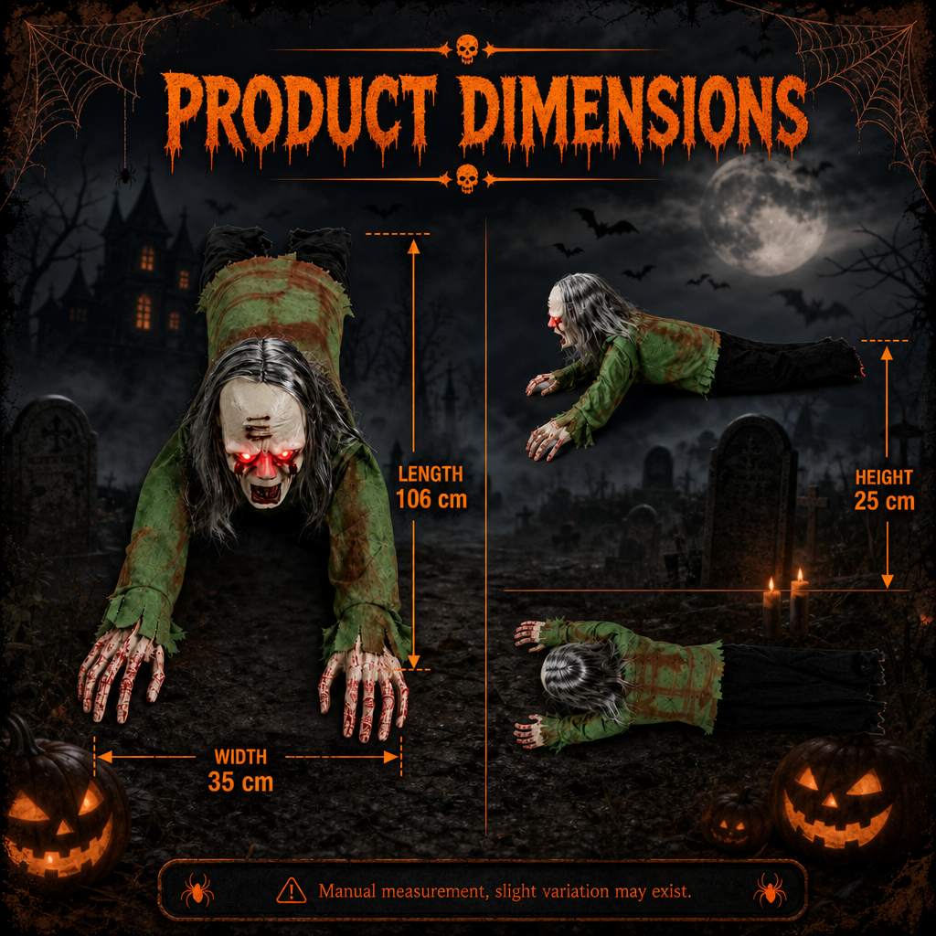 GraveCrawler™ 41" Sound-Activated Crawling Zombie Animatronic Kruna Outlet