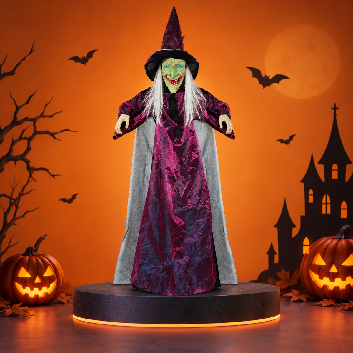 NightTerrors™ 70" Life-Size Halloween Animatronic Talking Witch Kruna Outlet