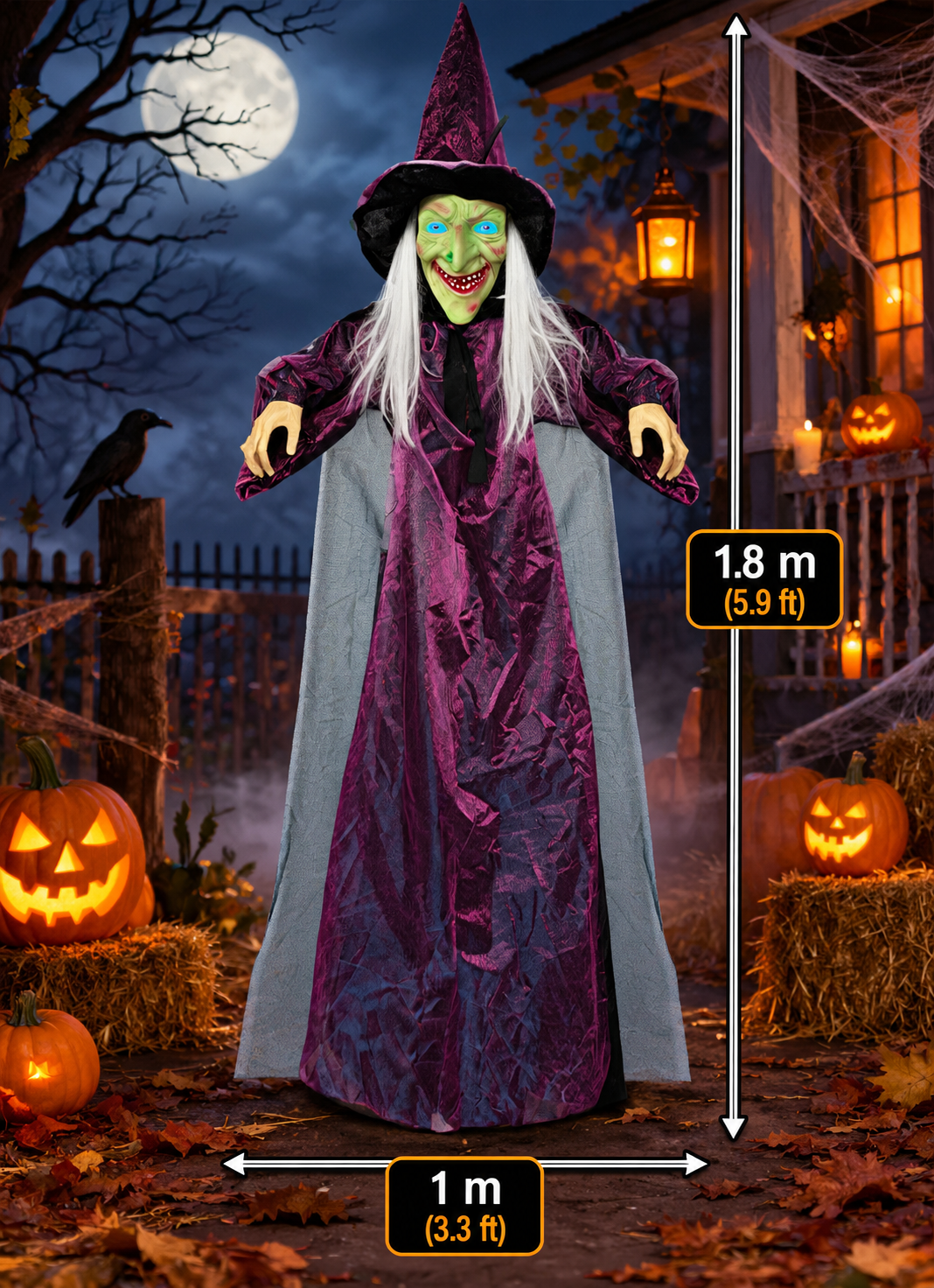 NightTerrors™ 70" Life-Size Halloween Animatronic Talking Witch Kruna Outlet